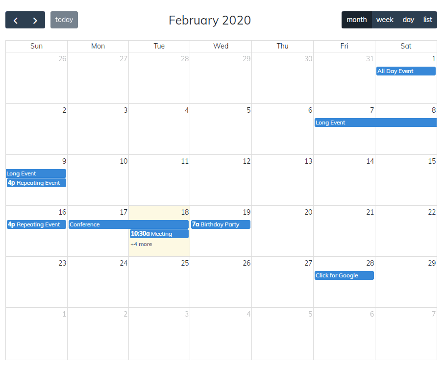 How to Add Month, Week, or Day Calendar in React with FullCalendar