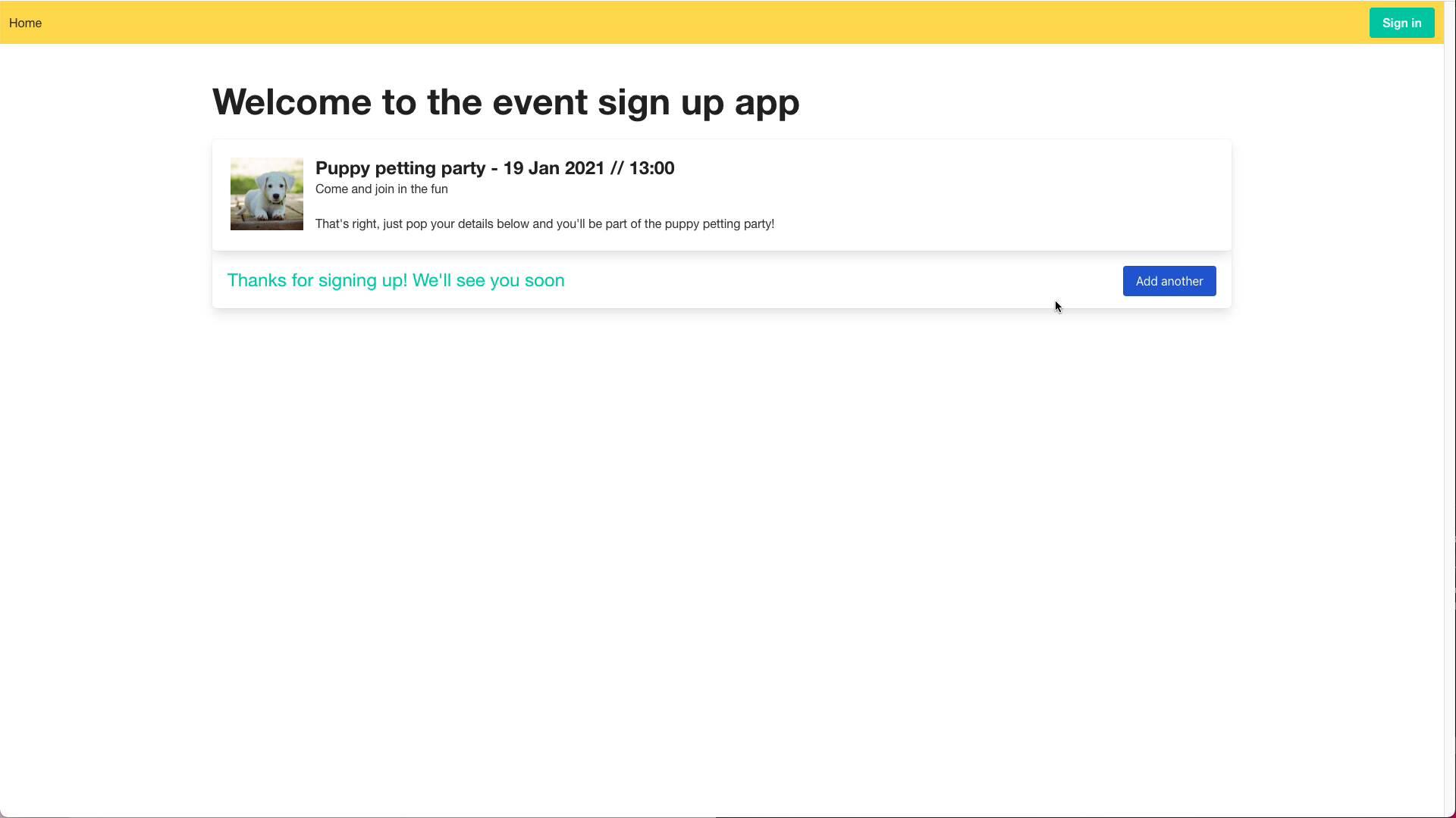 Event Sign Up App