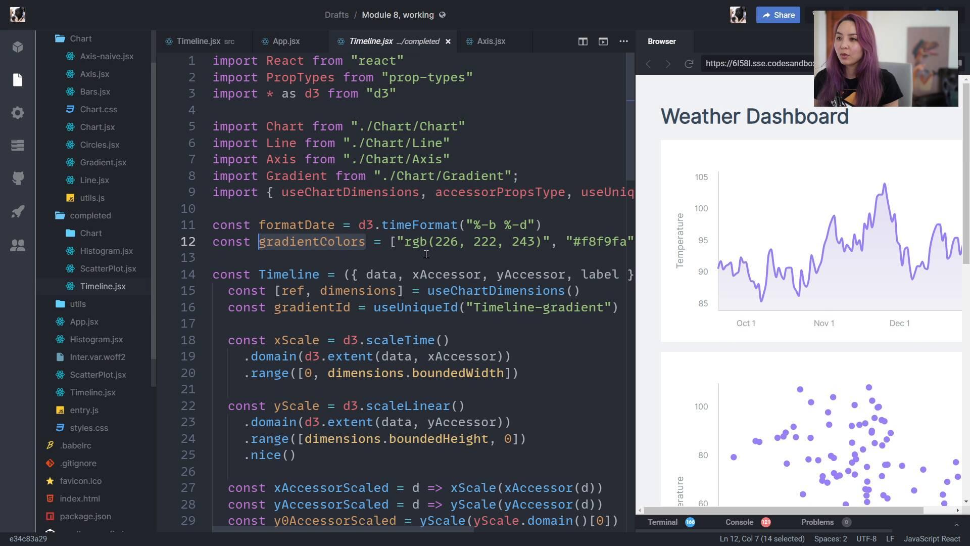 Setting up interactions in React, and wrapping up