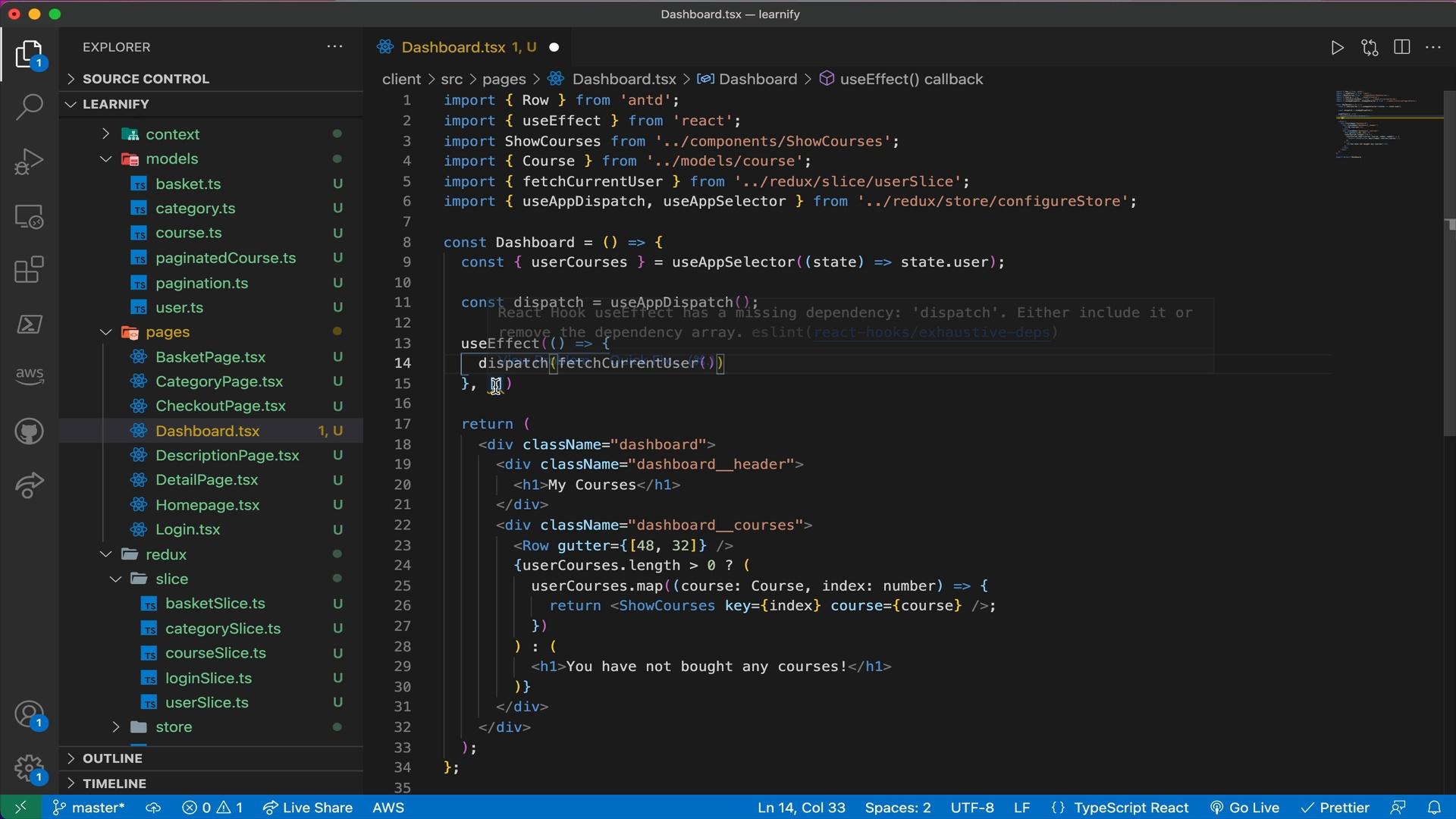 Displaying User Courses