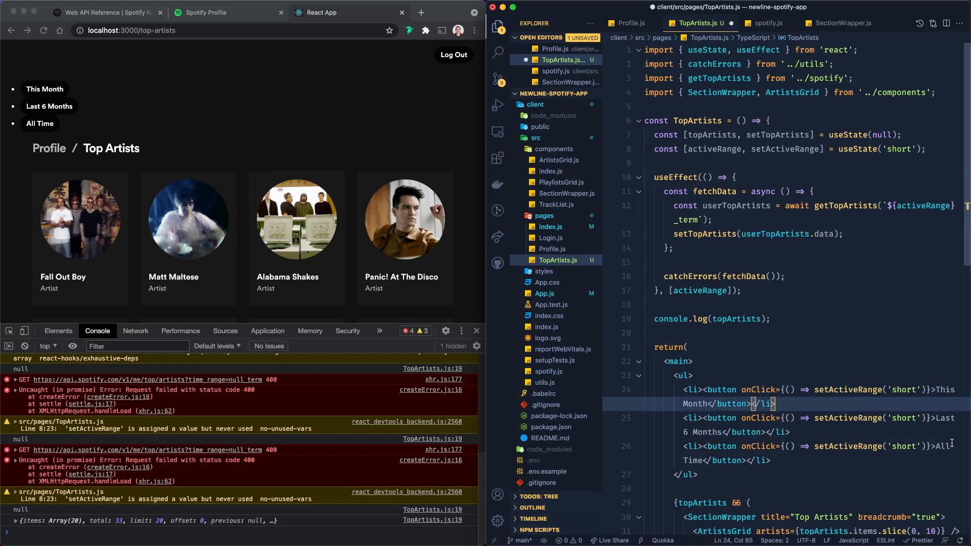 How to Build a Spotify Top Artists & Top Tracks Page in React