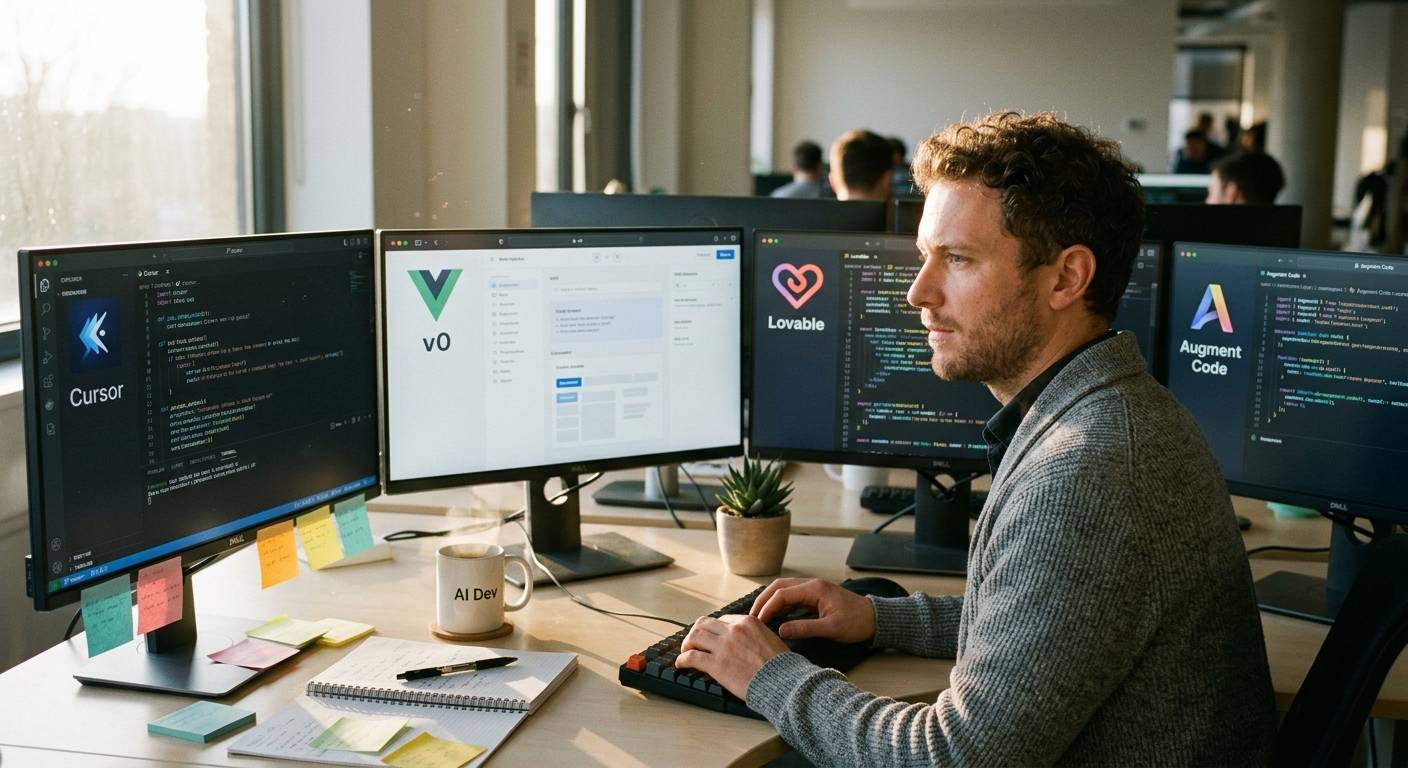 Cursor vs v0 vs Lovable vs Augment Code for AI App Builds