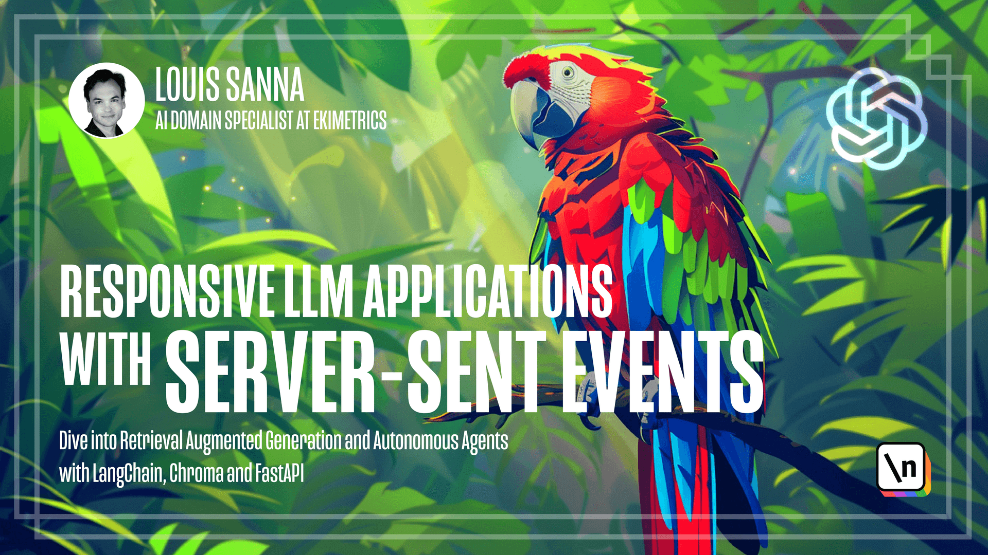 Thumbnail for the \newline course Responsive LLM Applications with Server-Sent Events