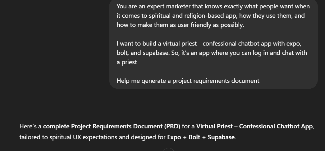 How To Build A Project Requirements Document With ChatGPT - Building A Virtual Priest Chatbot